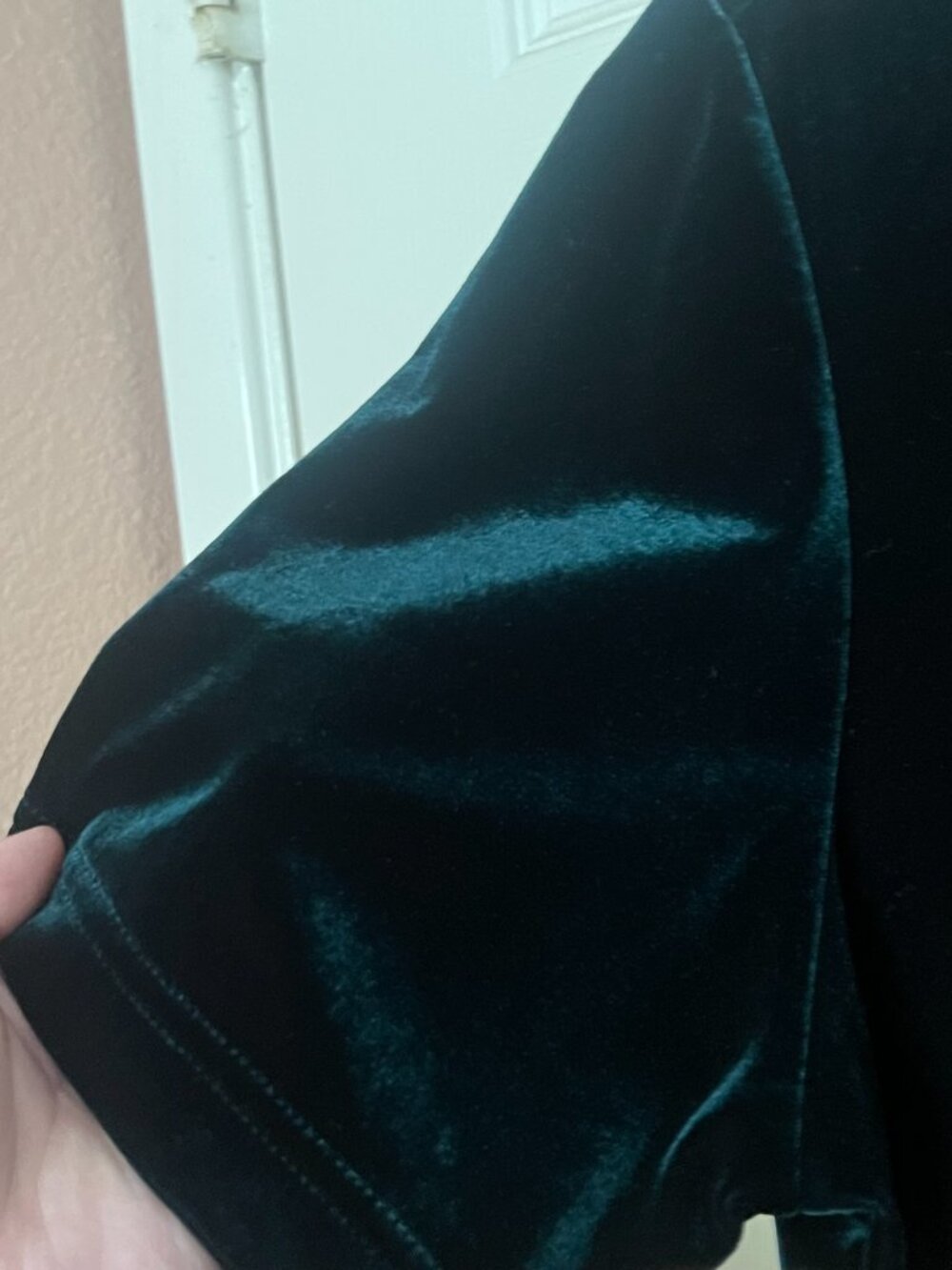 Hillard & Hanson Dark Green Velvet Dress - Picture 3 of 5